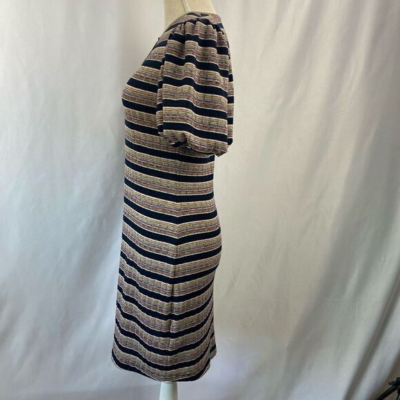 Ebba Dress Lightweight Knit Puffy Short Sleeves 
Striped Keyhole neckline Adorab - Picture 3 of 12